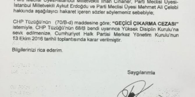 Beşiktaş Belediye Başkanı’nın "Geçici Çıkarma Cezası" İstemiyle Disiplin Kuruluna Sevk Edilmesine İlginç Neden