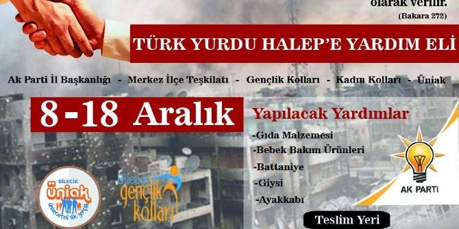 Bilecik’teki Ak Gençlerden Halep’e Yardım Kampanyası