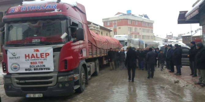 Bolvadin’den, Halep’e 7 Tır Dolusu Yardım Gönderildi