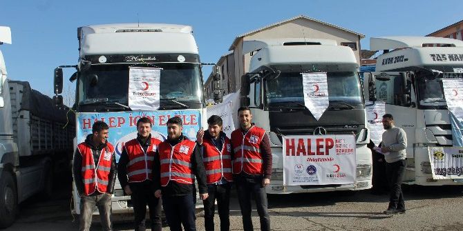 Siirt’ten Halep’e İnsanı Yardım Tırları Gönderildi