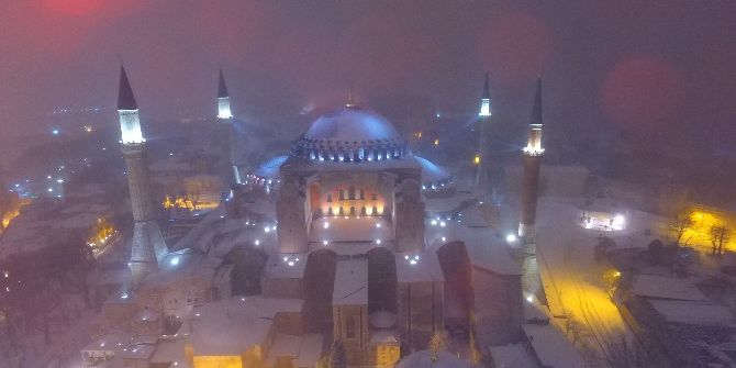 Sultanahmet’te Eşsiz Kar Manzarası Havadan Görüntülendi