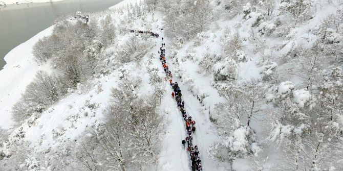 Kar Yağışının Etkili Olduğu Yuvacık Barajının Havadan Görüntüsü Büyüledi