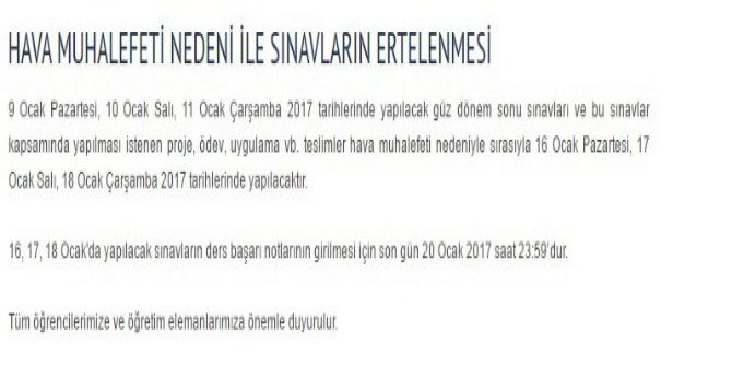 İşte Kar Sebebiyle Sınavları Ertelenen Üniversiteler
