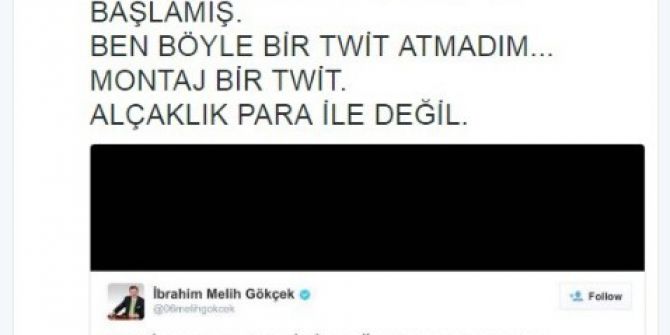 Gökçek’ten “Tweet” Tepkisi