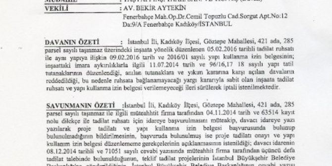 Kadıköy Belediyesi: "Taşyapı’nın Kaçak İnşaat İskanı İptal Edildi"
