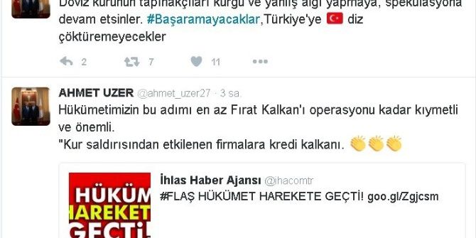 Ak Parti’li Uzer: "Kur Saldırısında Etkilenen Firmalara Kredi Kalkanı, Fırat Kalkanı Kadar Önemli"