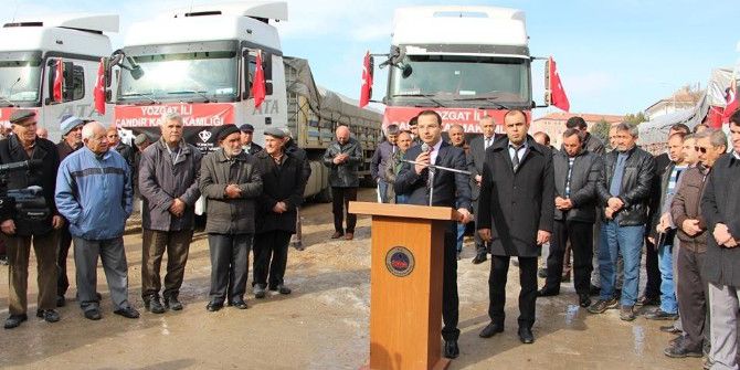 Çandır’dan Halep’e 5 Tır Yardım Malzemesi Gönderildi