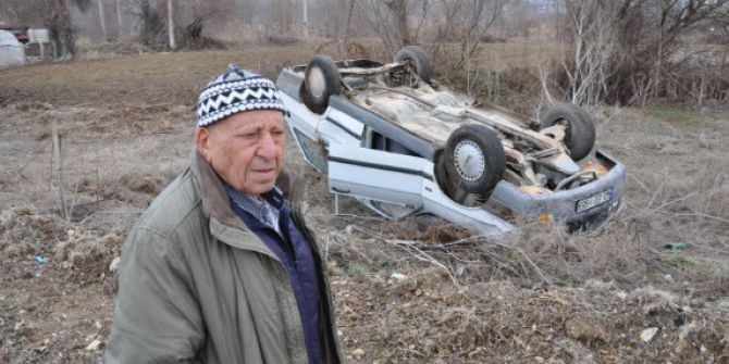Takla Atan Araçtan Burnu Bile Kanamadan Kurtuldu
