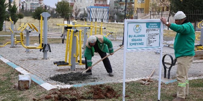 Haliliye’deki Parklara Sigara İçmeyiniz Tabelaları Asıldı