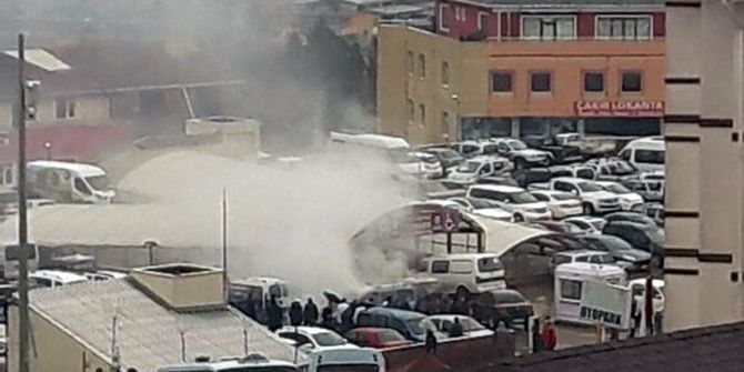 Rize’de Hastane Otoparkında Yangın