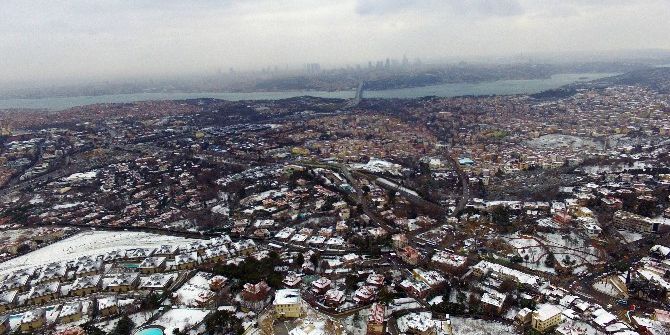 İstanbul’da Doyumsuz Kar Manzarası Havadan Görüntülendi