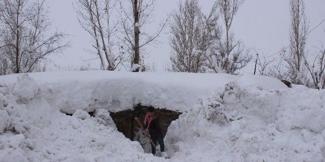 Muş’ta Tek Katlı Evler Kara Gömüldü