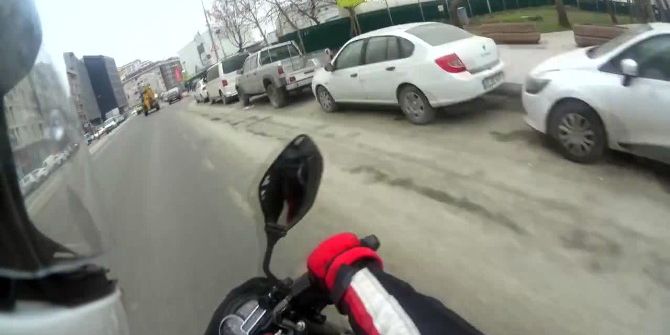 Motosiklet Kazası Kask Kamerasında