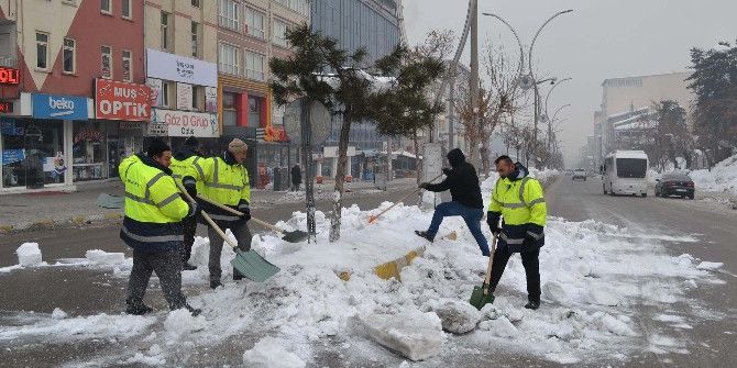 Muş’ta Kar Taşıma Çalışmaları Devam Ediyor