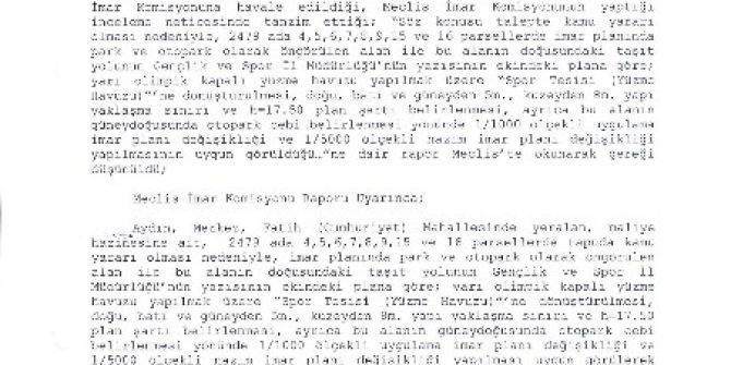 Büyükşehir İmar Komisyonundan Ak Parti’li Öz’e Cevap