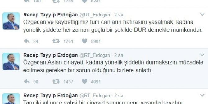 Cumhurbaşkanı Erdoğan, Özgecan Aslan’ı Andı