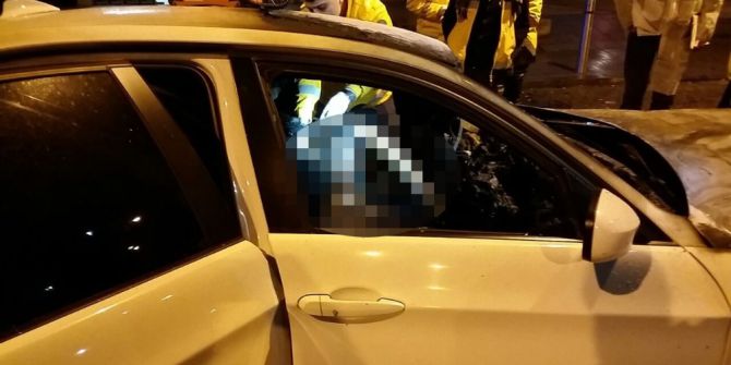 Direğe Çarpan Aracın Yanması Sonucunda Bir Kişi Feci Şekilde Can Verdi