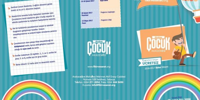 Serdivan Çocuk Akademisi 2017 Bahar Dönemi Kayıtları Başladı