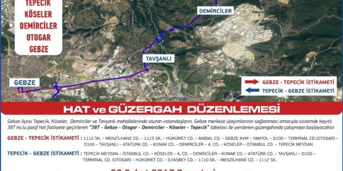 Gebze’de Otobüs Güzergahlarında Düzenleme Yapıldı
