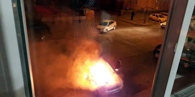 Kayseri’de Otomobil Alev Alev Yandı
