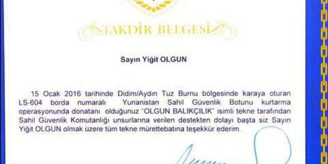 Didimli Balıkçı Darbeci Komutanın Verdiği Belgeyi İade Etti