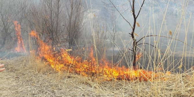 Anız Yangınını İtfaiye Söndürdü