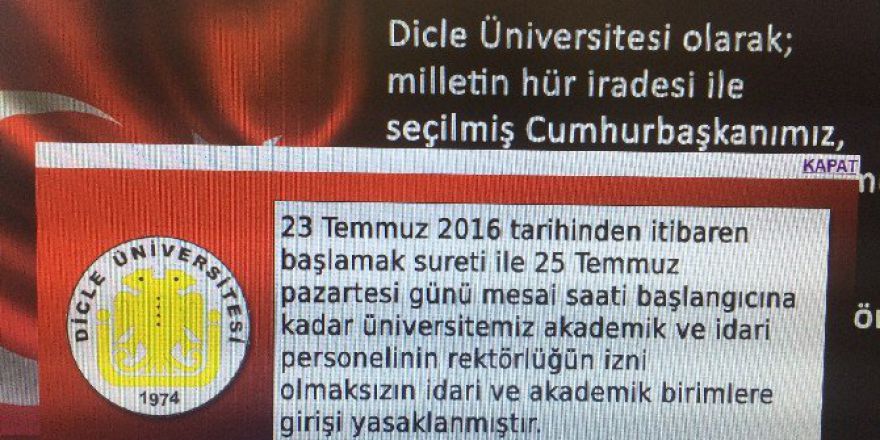 Dü’ye İdari Ve Akademik Personelinin Girişi Yasaklandı