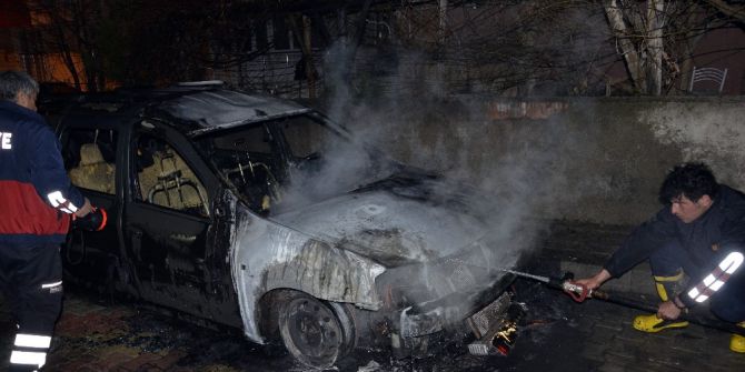 Park Halindeki Otomobil Kül Oldu