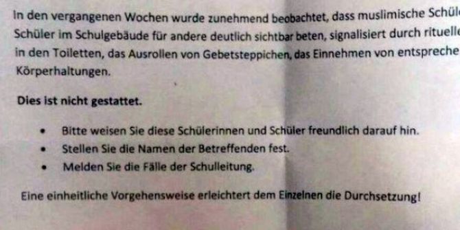 Alman Lisesinde Namaz Kılmak Yasaklandı