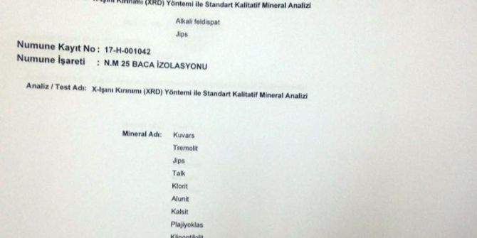 Asbest İddialarına Mta Raporu