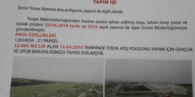Tosya’ya Gençlik Ve Spor Bakanlığı Tarafından Trap Atış Poligonu Yapılıyor