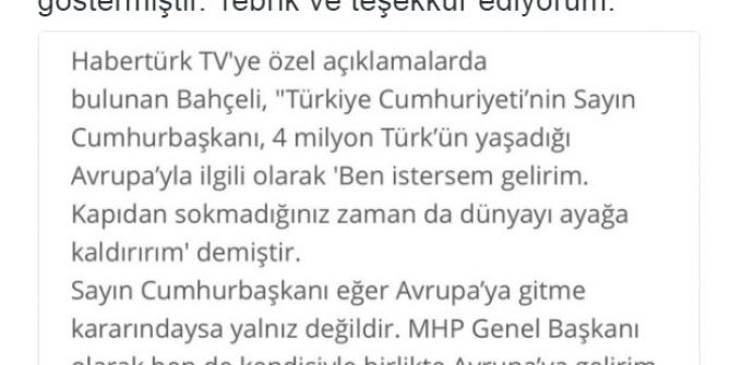 Cumhurbaşkanlığı Sözcüsü Kalın’dan Bahçeli Paylaşımı