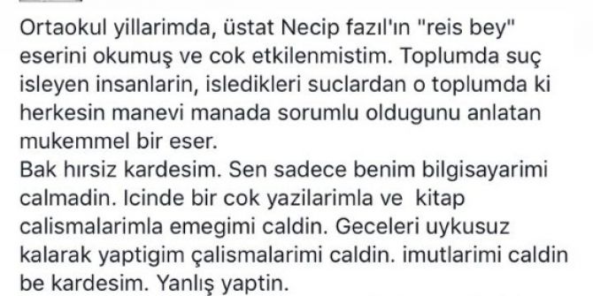 Sadece Bilgisayarını Değil, Emeğini De Çaldılar