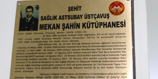 Şehidin İsmi Kütüphaneye Verildi