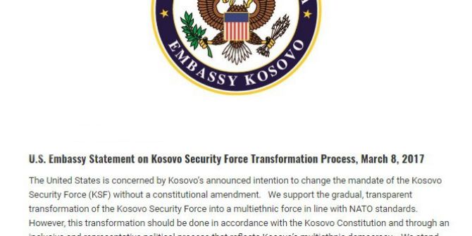 Abd’den Kosova Ordusunun Kuruluşuna Destek Yok