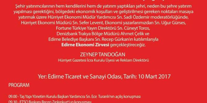 Edirne’nin Ekonomisi Masaya Yatırılacak