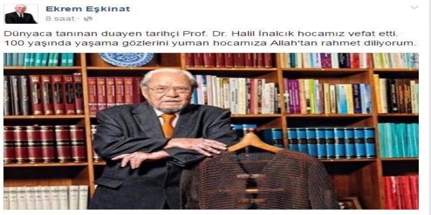 Başkan Eşkinat, Prof. Dr. İnalcık İçin Taziye Mesajı Yayımladı