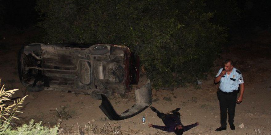 Otomobil Portakal Bahçesine Uçtu