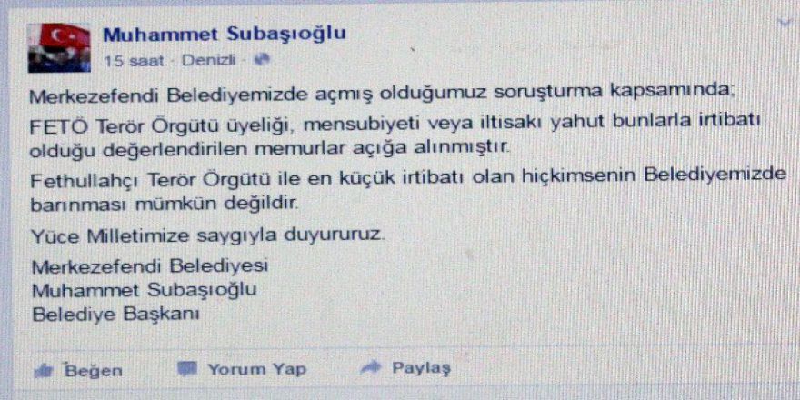 Denizli Merkezefendi Belediyesinde 4 Personel Görevden Uzaklaştırıldı