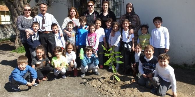 Burhaniye’de Minikler Velileriyle Birlikte Ağaç Dikti