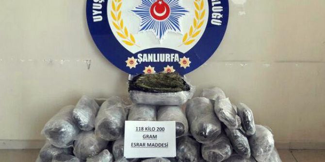 Şanlıurfa’da 118 Kilo Esrar Ele Geçirildi