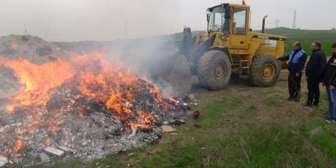 Silivri’de 50 Bin Paket Kaçak Sigara İmha Edildi