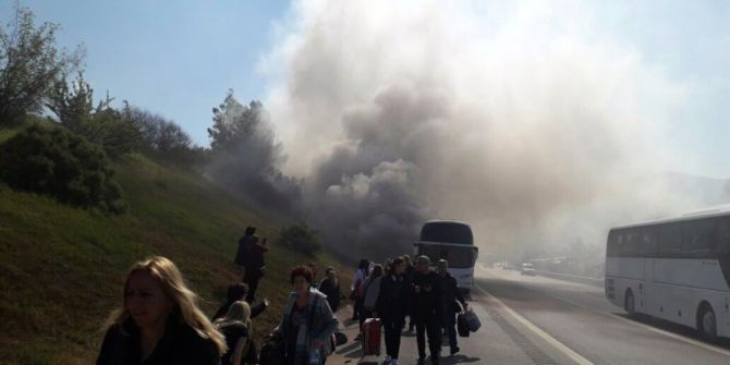 Tur Otobüsünde Çıkan Yangında 48 Yolcu Ölümden Döndü