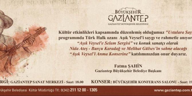 Aşık Veysel Gaziantep’te Anılacak