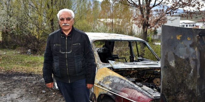 Tosya’da Köy İmamı İçeride Oy Kullandı Otomobili Dışarıda Cayır Cayır Yandı