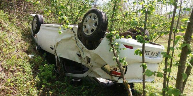 Takla Atan Otomobil Fındık Bahçesine Uçtu: 1 Yaralı