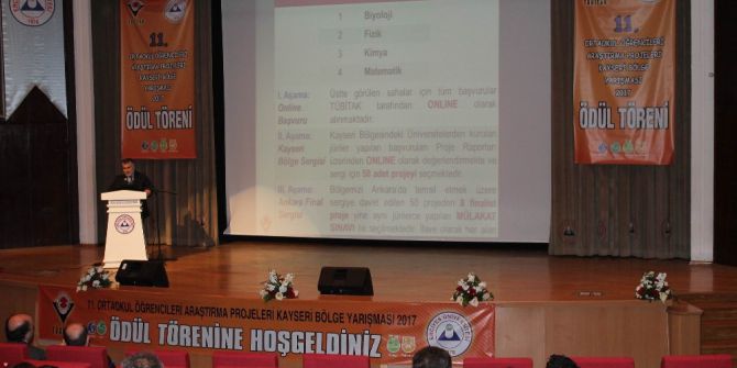 Tübitak 11. Ortaokul Öğrencileri Kayseri Bölge Yarışması Ödül Töreni Yapıldı