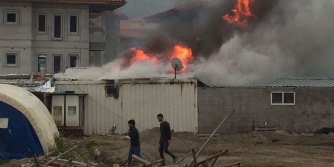 İşçilerin Kaldığı Konteynerde Yangın Çıktı