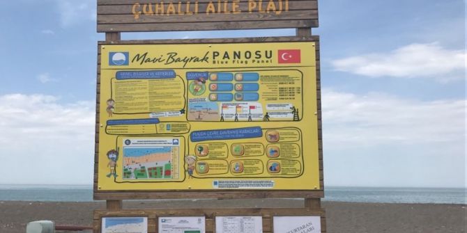 Akçakoca Çuhallı Plajına Mavi Bayrak Panosu Montajı Yapıldı