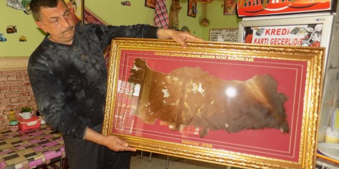 Karacasu’ya Dikkat Çekmek İçin Deriden Türkiye Haritası Yaptı